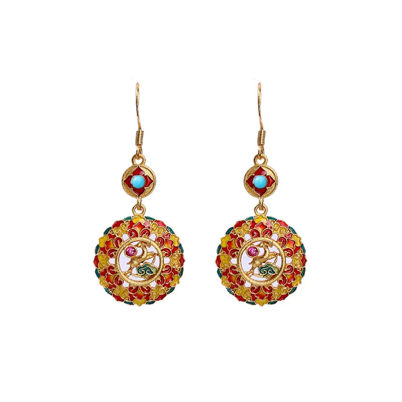 Luck Muse 24K Gold Plated Elk Copper Balance Drop Earrings in Dunhuang Hue - Image 5