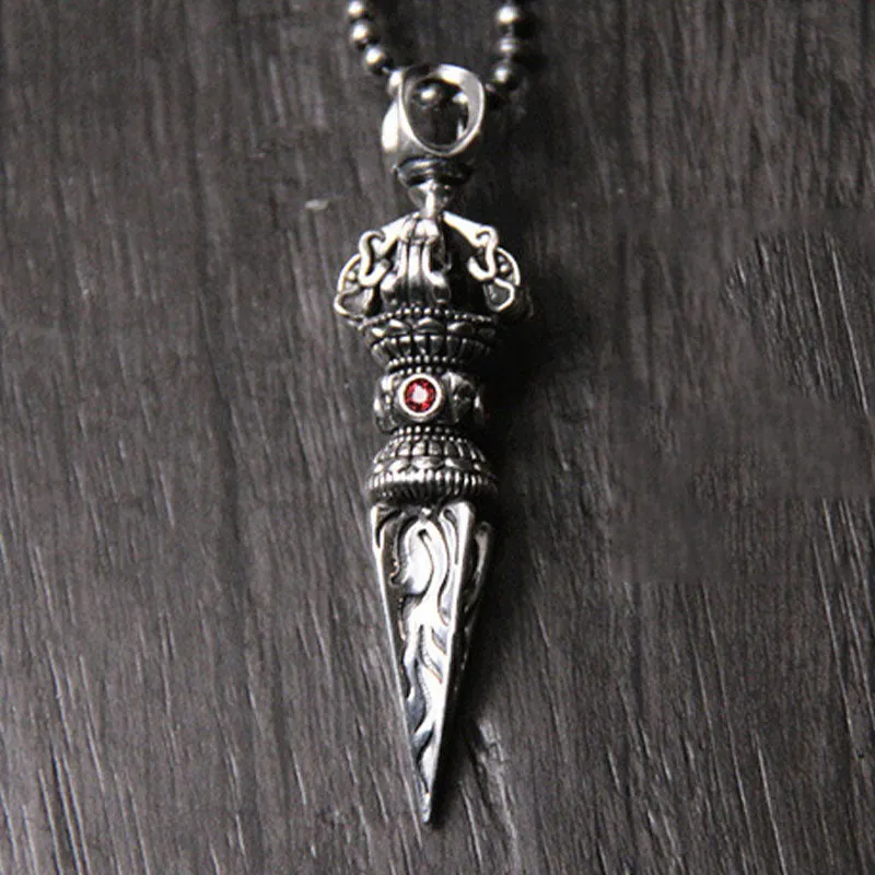 925 Sterling Silver Vajra Pendant Necklace with Spiritual Power - Luck Muse Shop - Image 4