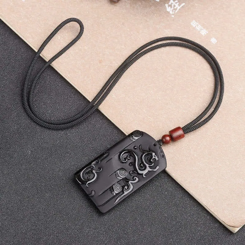 Black Obsidian Dragon Phoenix Success Necklace Pendant by Luck Muse Shop - Image 5