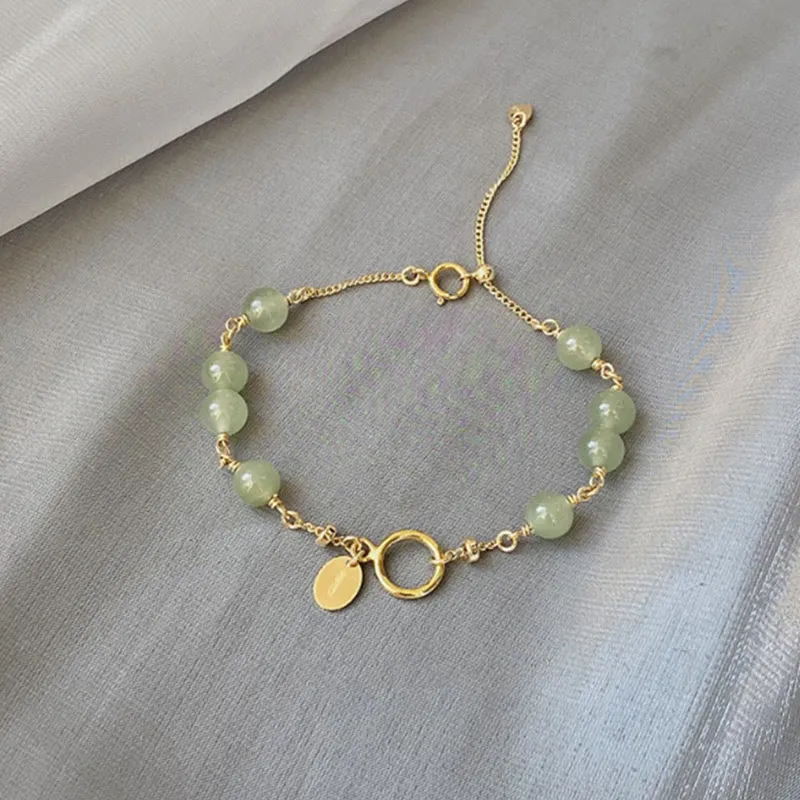 Luck Muse Hetian Jade Prosperity Bracelet with 14k Gold Plating - Image 2