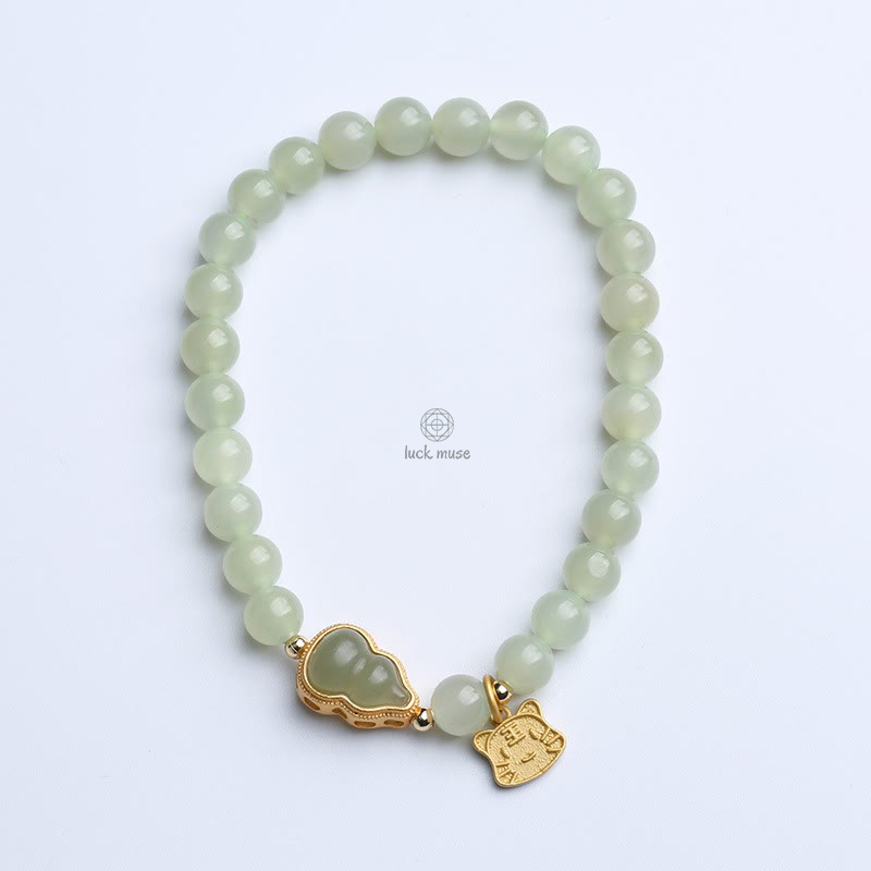 Gold-Plated Natural Hetian Jade Bracelet with Buddha Elements - Image 7