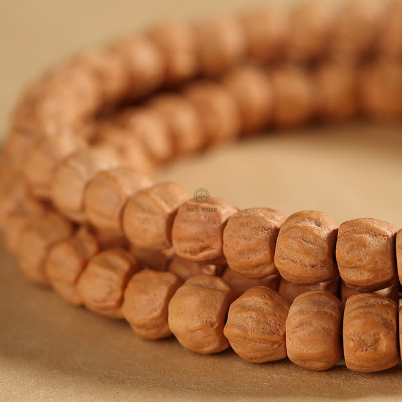 Bodhi Seed Green Sandalwood Lotus Dzi Bead Peace Double Wrap Bracelet by Luck Muse Shop - Image 2