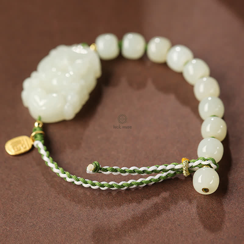 Luck Muse 925 Sterling Silver Chinese Zodiac Hetian Jade Lucky String Bracelet - Image 7