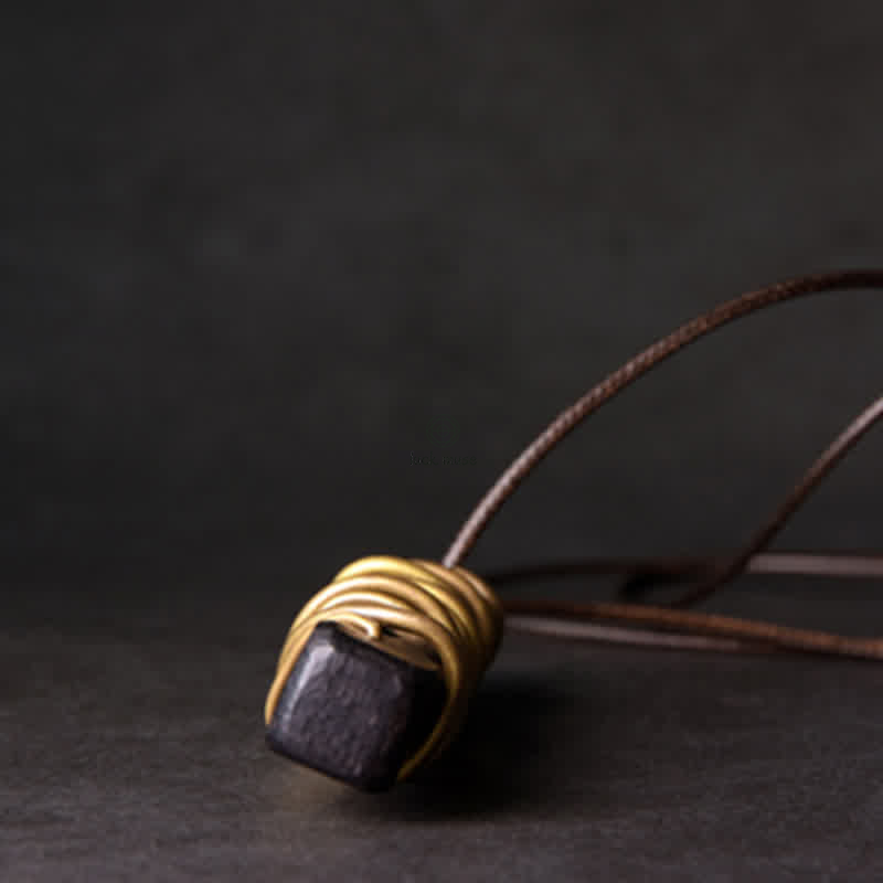 Tibet Ebony Wood Copper Balance Peace Necklace Pendant with Luck Muse - Image 10