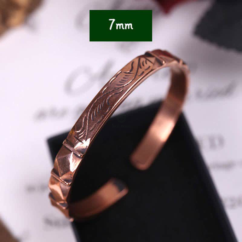 Vintage Luck Balance Copper Cuff Bracelet Bangle with Pattern Detail - Image 6