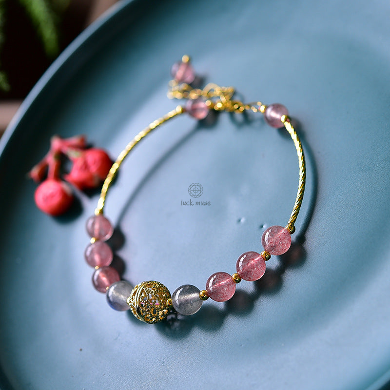 Natural Strawberry Quartz Moonstone Bracelet for Positive Energy - Image 6