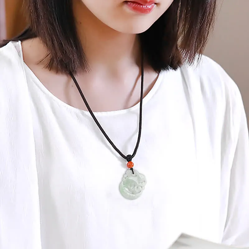White Jade Crescent Moon Rabbit Year Protection Necklace by Luck Muse Shop - Image 3