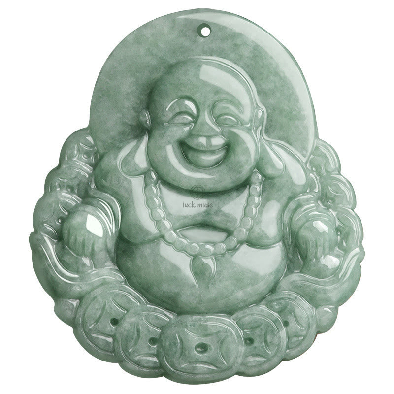 Natural Jade Laughing Buddha Coin Abundance Necklace - Luck Muse Shop - Image 9