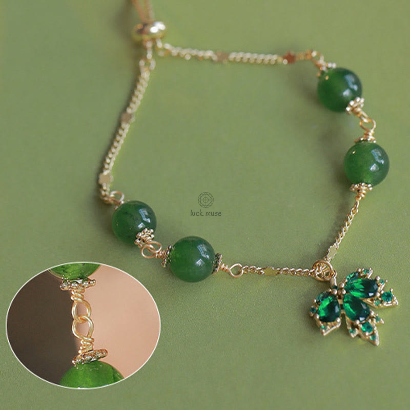 Maple Leaf Green Chalcedony Courage & Strength Bracelet with 14k Gold Plating by Luck Muse Shop - Image 8