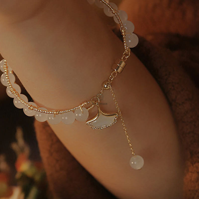 Ginkgo Leaf Jade Bracelet for Luck and Positive Energy - Image 9