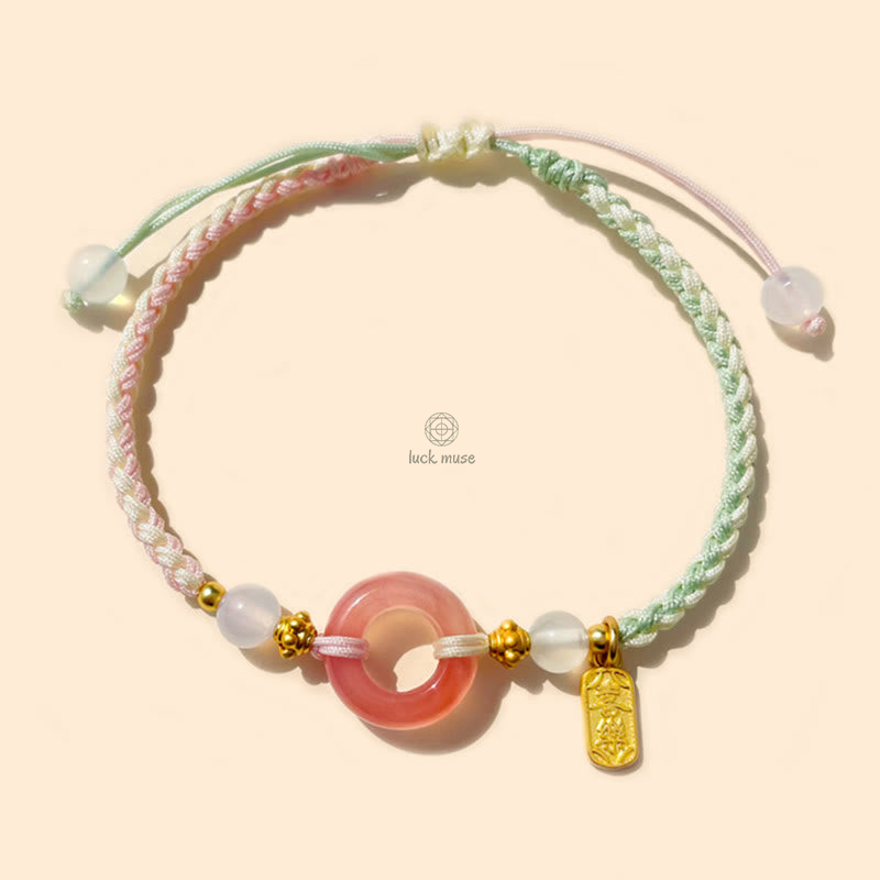 Luck Muse Peace and Joy Agate Bracelet with Auspicious Handmade Braided Buckle