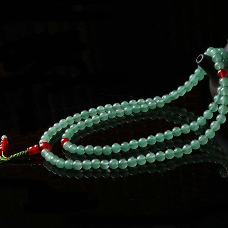 Luck Muse Green Aventurine and Red Agate 108 Beads Luck Bracelet Mala - Image 10