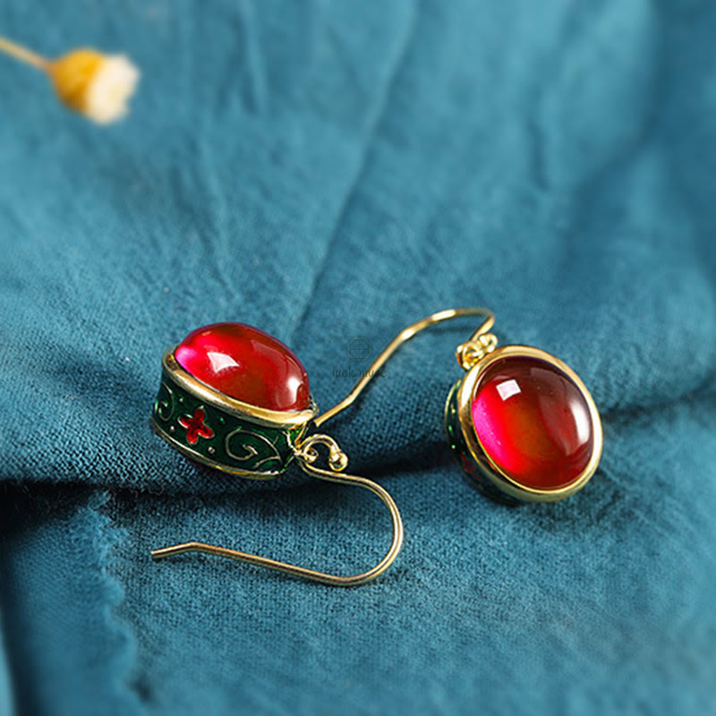 Luck Muse Red Corundum Round Drop Earrings for Confidence - Image 6