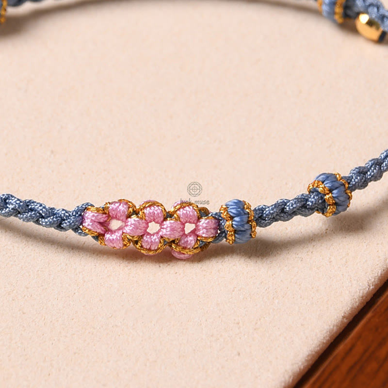 Peach Blossom Protection Braided Rope Bracelet with Luck Muse Handmade - Image 17