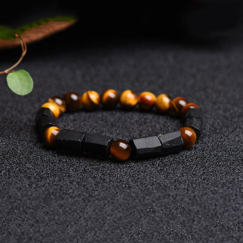 Natural Black Tourmaline Tiger Eye Bracelet - Image 6