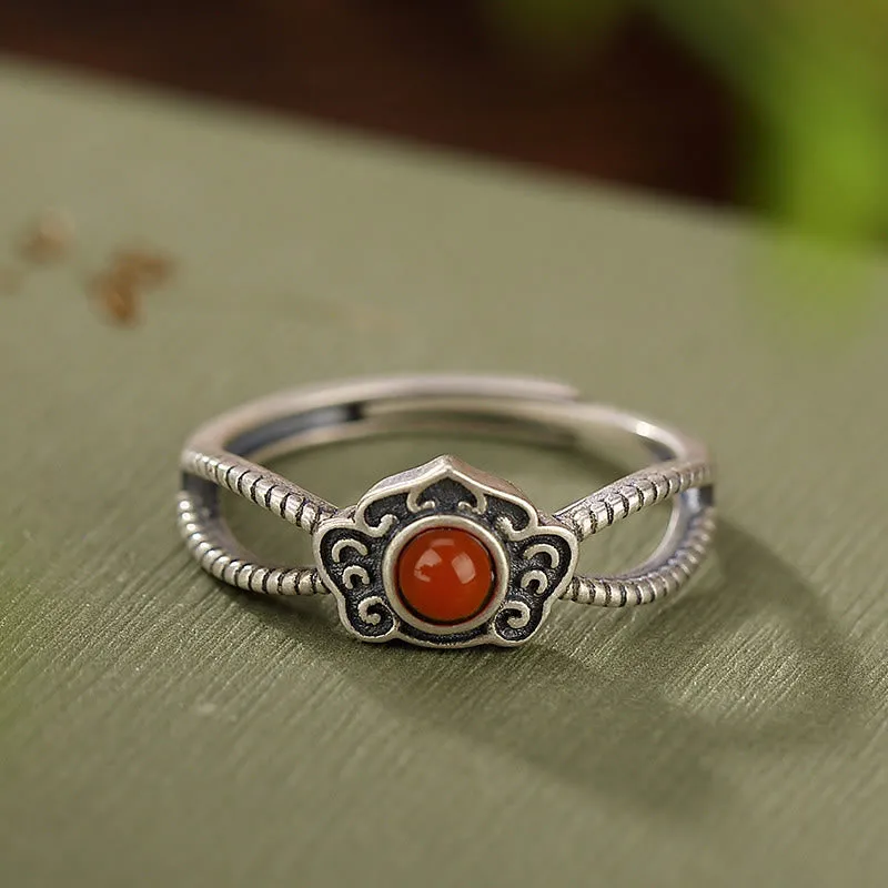 925 Sterling Silver Red Agate Mindful Ring - Image 3