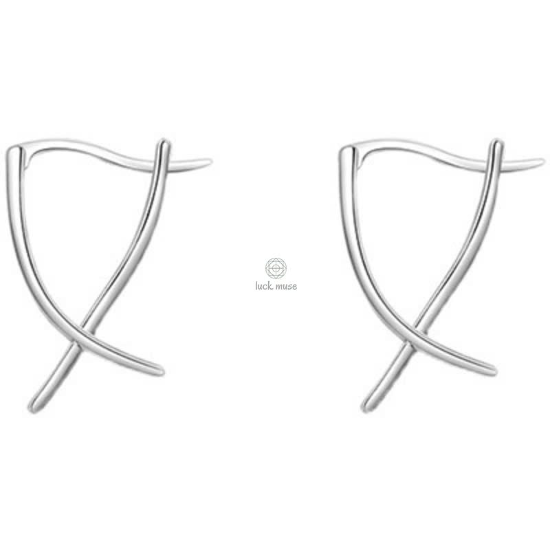Luck Muse Geometric Luck Hoop Earrings with Cross Design - Image 7
