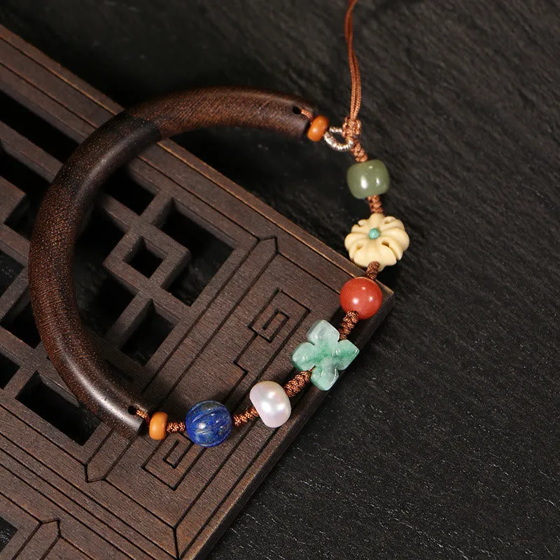 Luck Muse Agarwood Lazurite Pearl Hetian Jade Crystal Charm Bracelet - Image 5