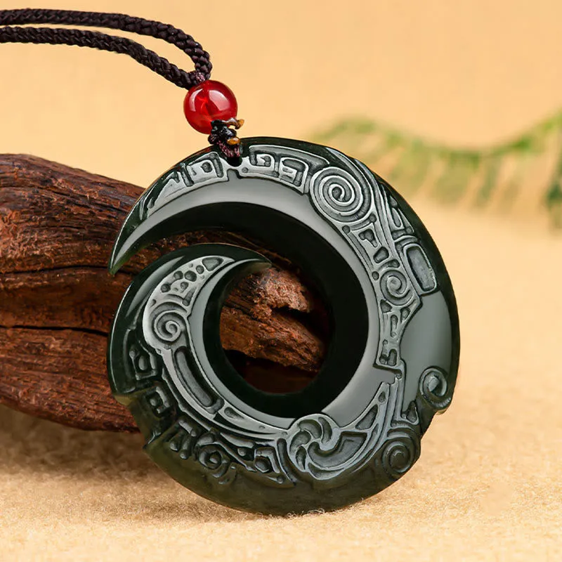 Luck Muse Hetian Cyan Jade Success Necklace Pendant with Luck-Enhancing Design Pattern - Image 3