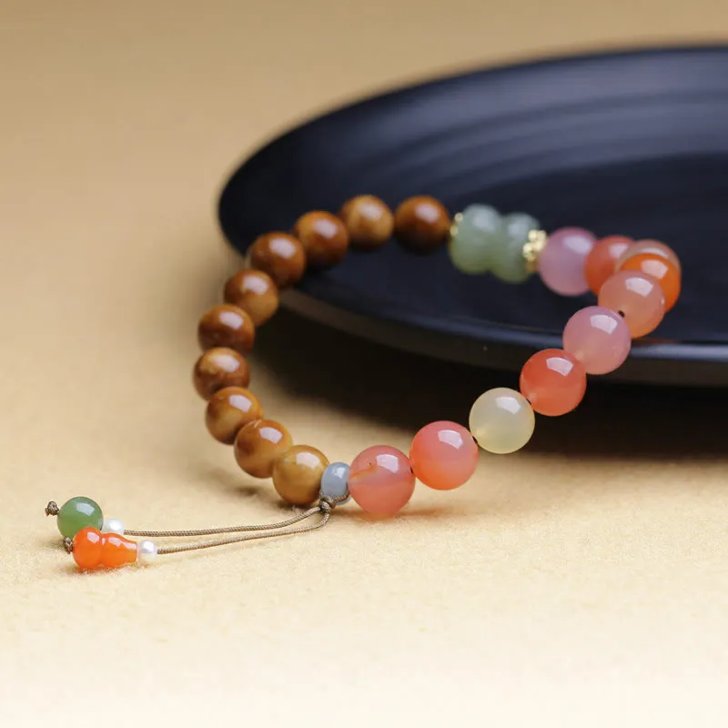 Luck Muse Wealth Protection Bracelet with Kuka Seed, Yanyuan Agate, and Hetian Jade - Image 2