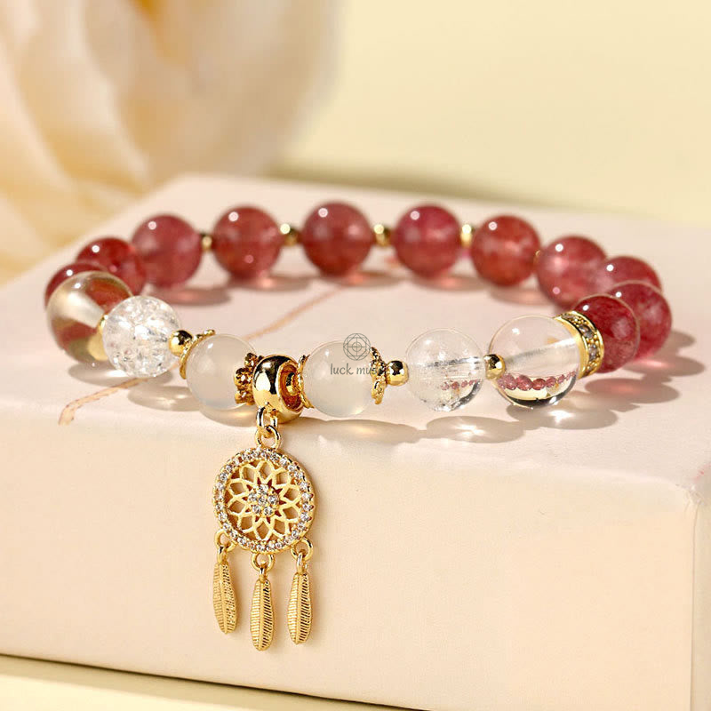 Green Strawberry Quartz Amethyst Crystal Dreamcatcher Bracelet for Healing with Luck Muse - Image 10