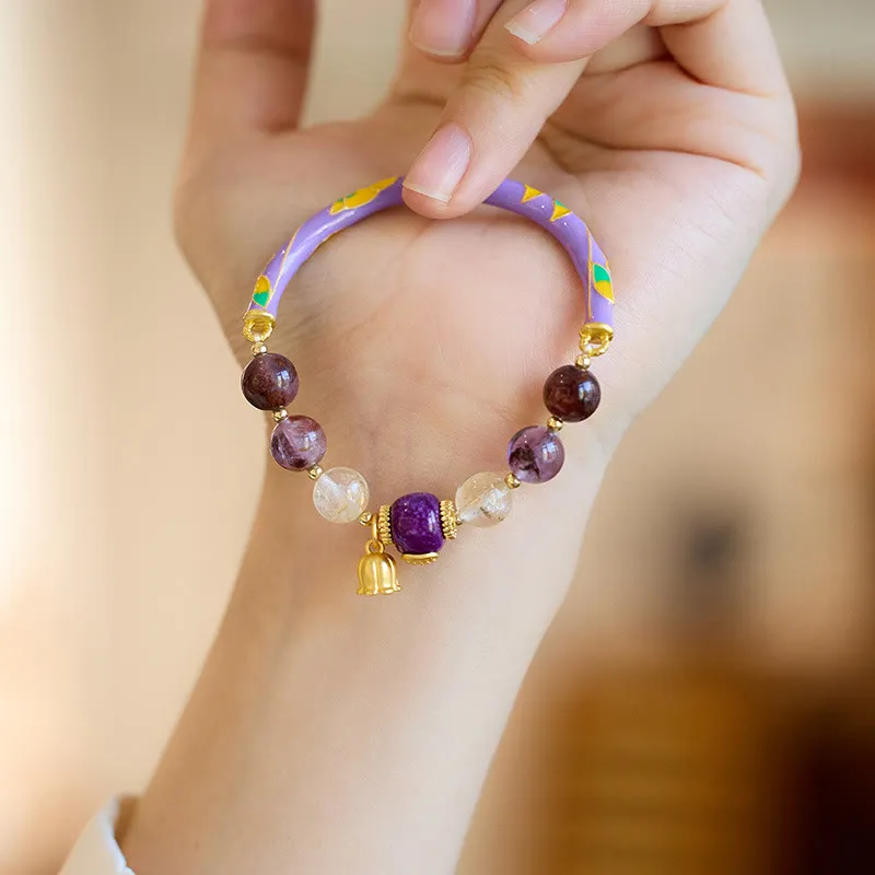Purple Jade Scripture Citrine Love Wisdom Bracelet - Luck Muse Bangle - Image 4