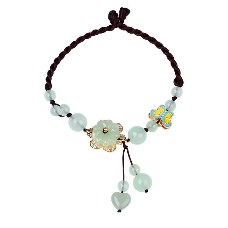 Flower Jade Butterfly Charm Anklet for Luck and Abundance by Luck Muse Shop - Image 5