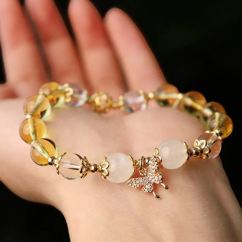Luck Muse Citrine Moonstone Butterfly Charm Bracelet for Prosperity and Protection - Image 5