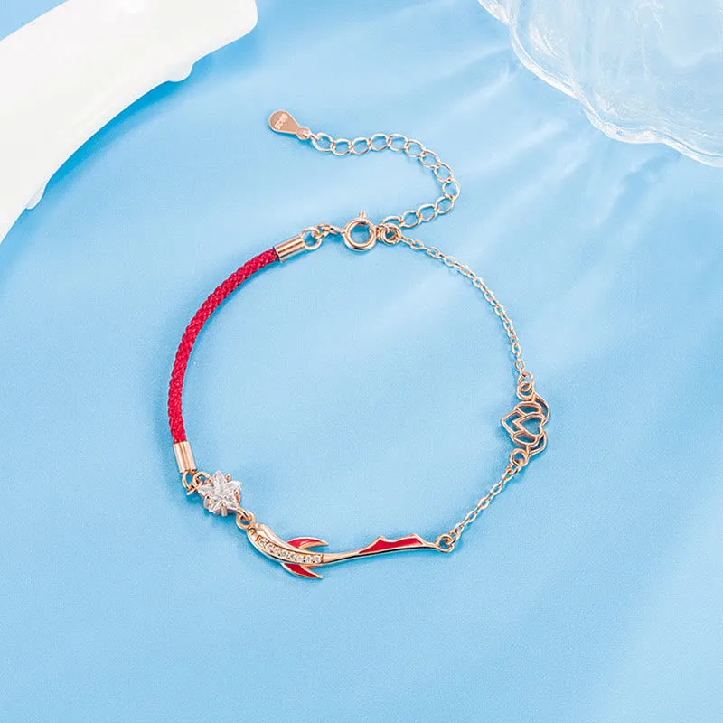 Braided Red String Bracelet with 925 Sterling Silver Luck Koi Fish and Lotus Star Embellishments - Image 10