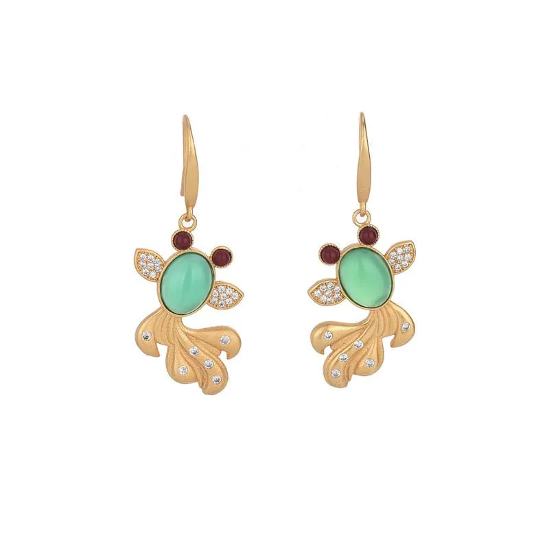 Luck Muse FengShui Jade Koi Hematopterus Fortune Earrings