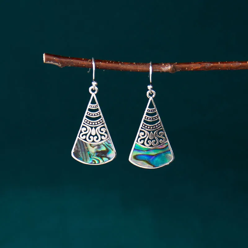 Copper Tridacna Stone Hollow Pattern Earrings
