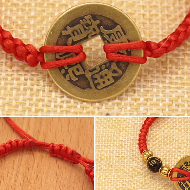 Copper Coin Fortune Red String Bracelet - Image 9