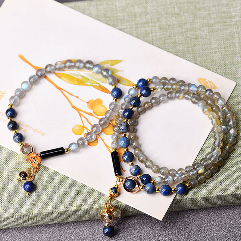 Luck Muse Moonstone Lazurite Healing Bracelet - Image 2