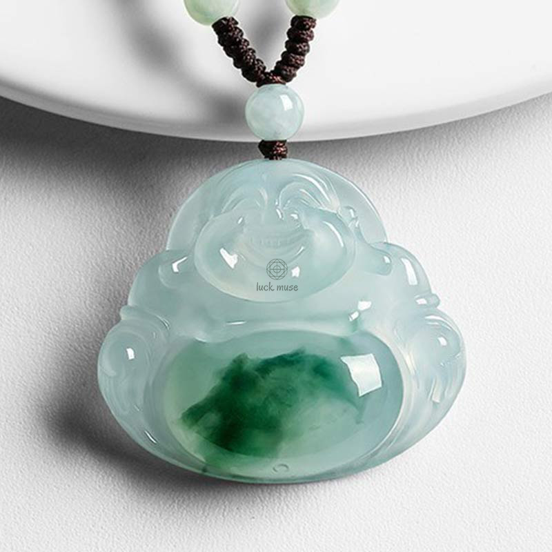 Buddha Cyan Jade Luck Necklace Pendant - Image 7