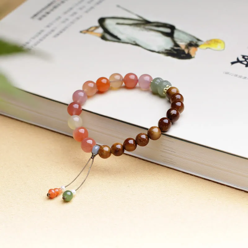 Luck Muse Wealth Protection Bracelet with Kuka Seed, Yanyuan Agate, and Hetian Jade
