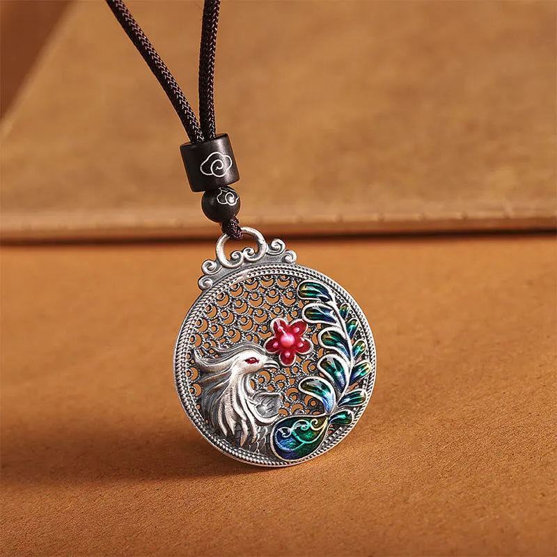 Luck Muse 990 Sterling Silver Phoenix Luck Protection Pendant Necklace