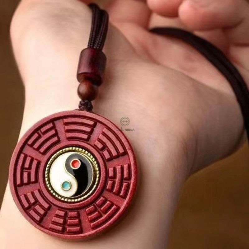 Luck Muse Natural Cinnabar Bagua Rotating Yin Yang Necklace Pendant for Warding Off Evil Spirits - Image 8