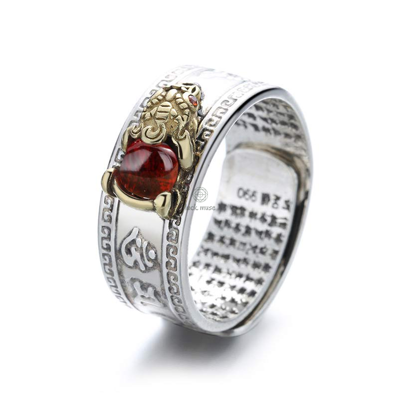 Red Agate PiXiu Wealth Ring from Luck Muse Shop - Image 2