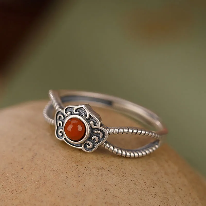 925 Sterling Silver Red Agate Mindful Ring - Image 5