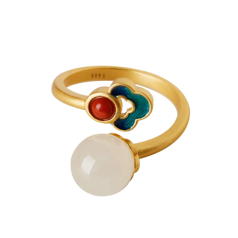 White Jade Cloud Blessing Ring for Good Luck - Image 12
