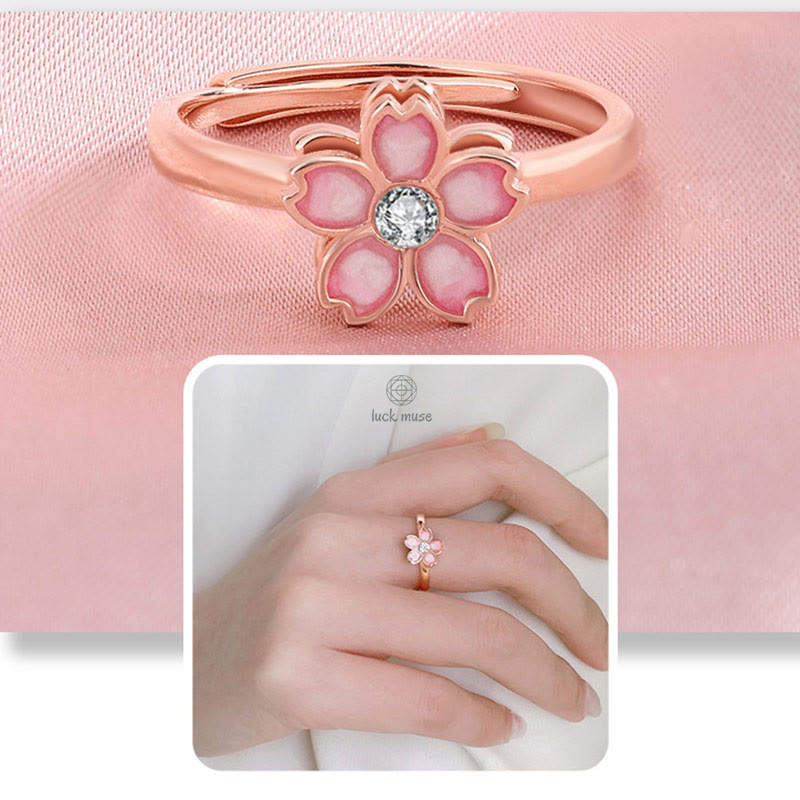 Luck Muse 925 Sterling Silver Cherry Blossom Blessing Bracelet with Rotating Ring - Image 21