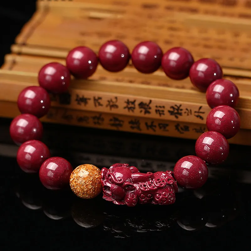 Tibetan Cinnabar Pixiu Bracelet for Peace and Calm