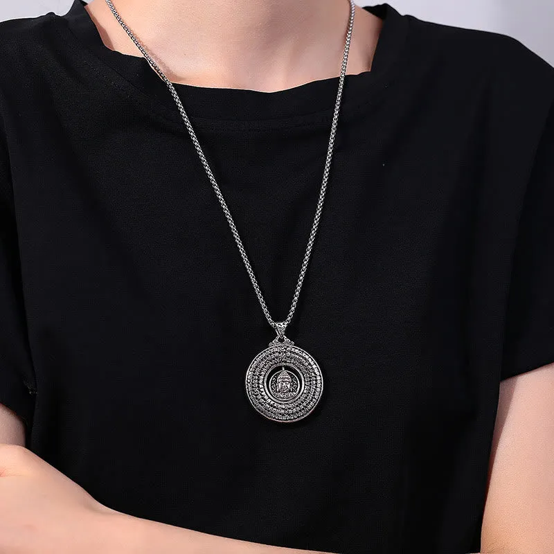 Luck Muse Heart Sutra Serenity Rotatable Necklace Pendant with Peace Buckle Design - Image 5