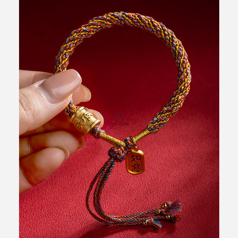 Multicolored Handmade Tibetan Om Mani Padme Hum Ruyi Charm Bracelet with Luck Muse - Image 8