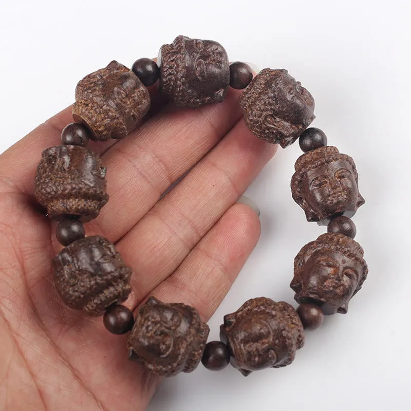 Luck Muse Agarwood Carved Buddha Bracelet for Calmness - Image 4