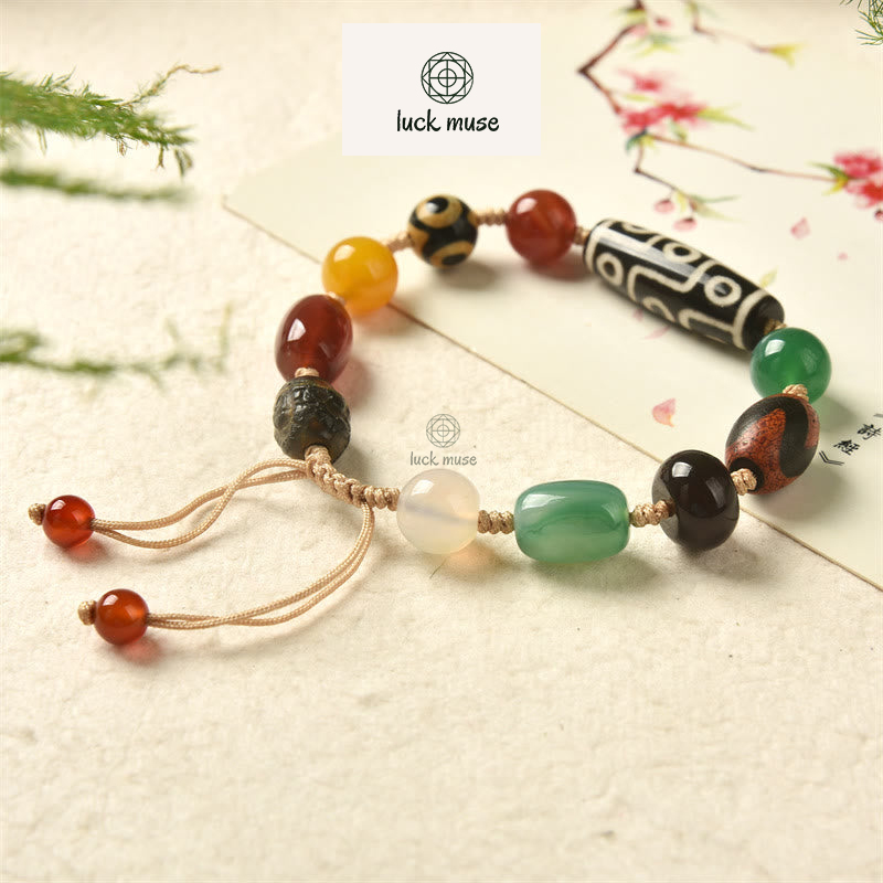 Tibetan Nine-Eye Dzi Bead Agate Bracelet for Wealth Protection at Luck Muse Shop - Image 9