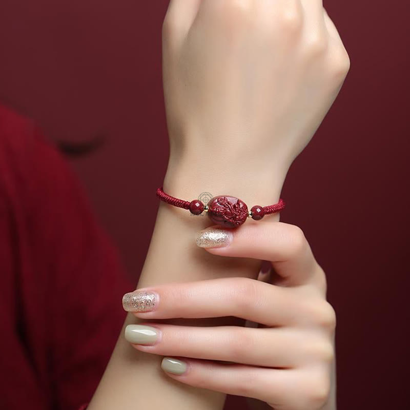 Natal Buddha Cinnabar Chinese Zodiac Rope Bracelet with Luck Muse - Evil Spirits Protection - Image 7
