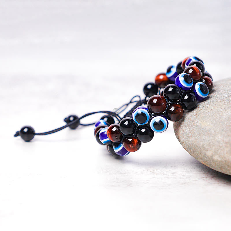 Evil Eye Protection Bracelet with Hematite and Tiger Eye Beads - Image 15