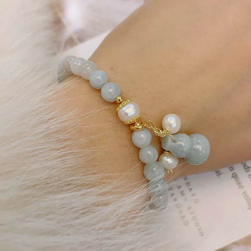 Natural Jade Pearl Gourd Prosperity Luck Bracelet by Luck Muse Shop - Image 3