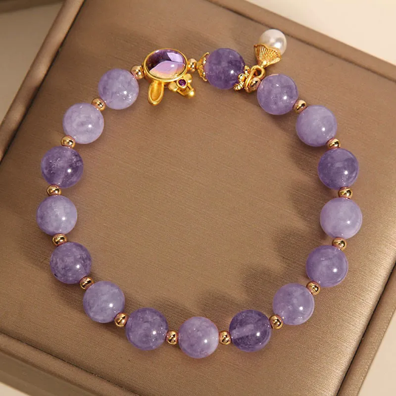 Natural Purple Jade Rabbit Happiness Bracelet with Luck Muse - Image 4